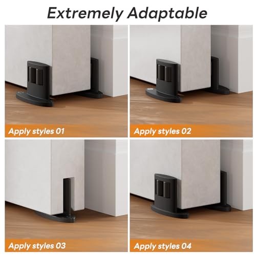Pack Sliding Barn Door Bottom Floor Guide,Double-Sided Roller 4 Black