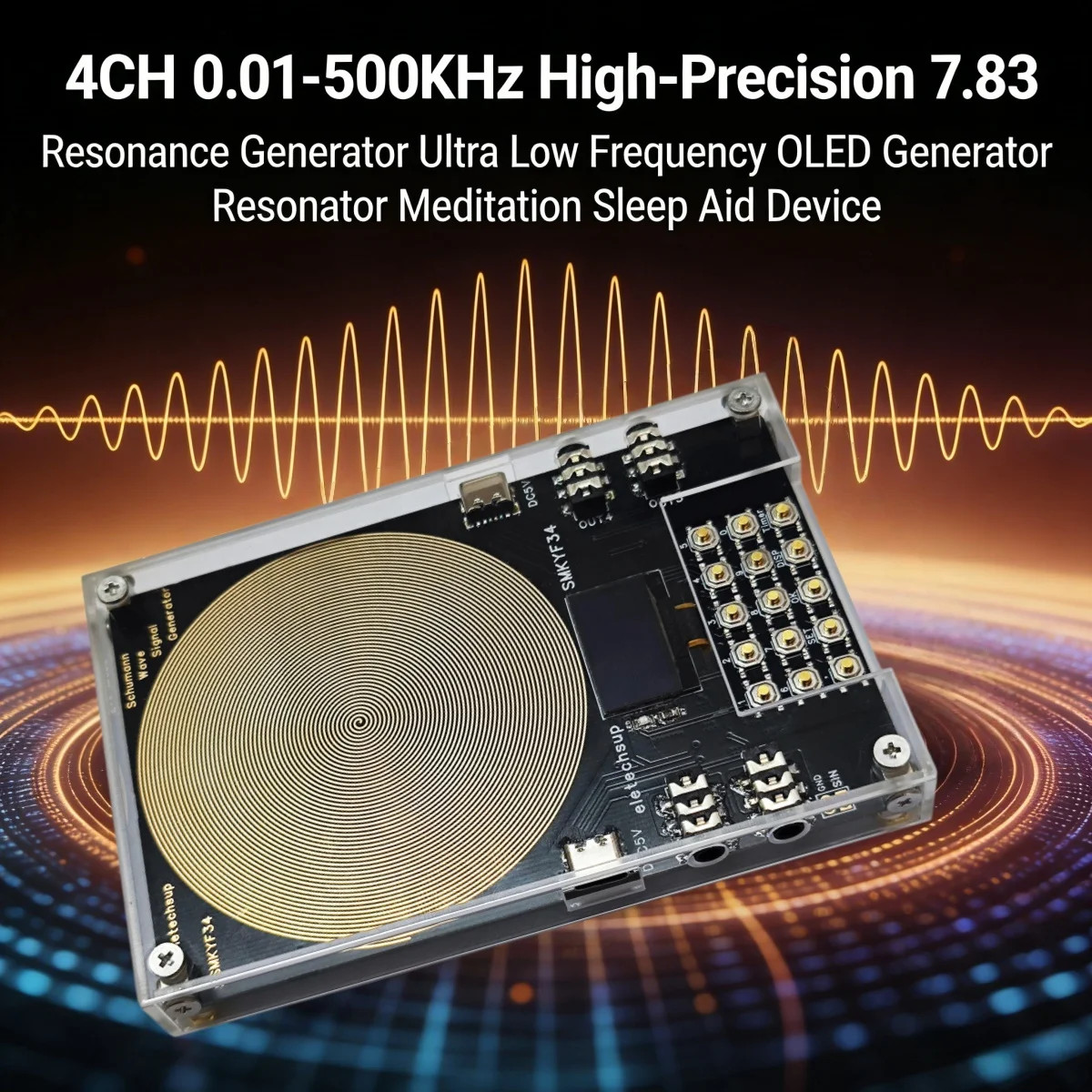 4CH 0.01-500KHz High-Precision 7.83 Resonance Generator Ultra Low Frequency OLED
