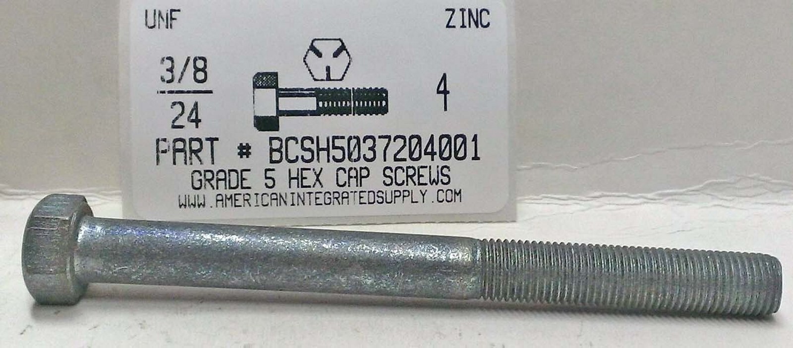 3/8-24x4 Hex Head Cap Screws Grade 5 Steel Zinc Plated (11)