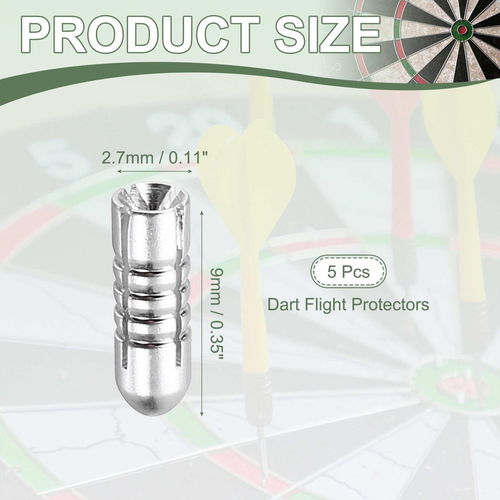 5 Pcs Dart Flight Protectors Fixed 90 Degrees Wing Savers Protects, Silver