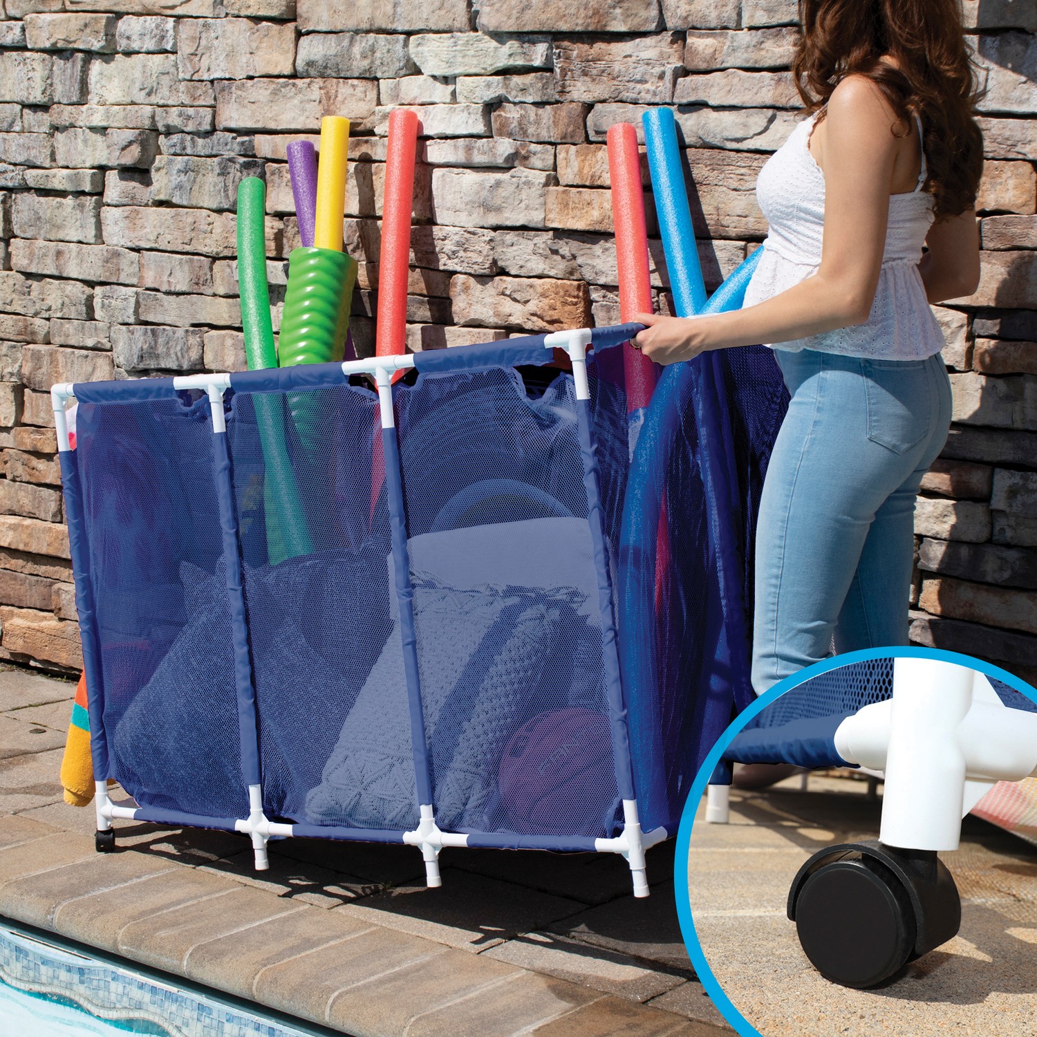 Pool Storage Mesh Rolling Organizer Extra Large
