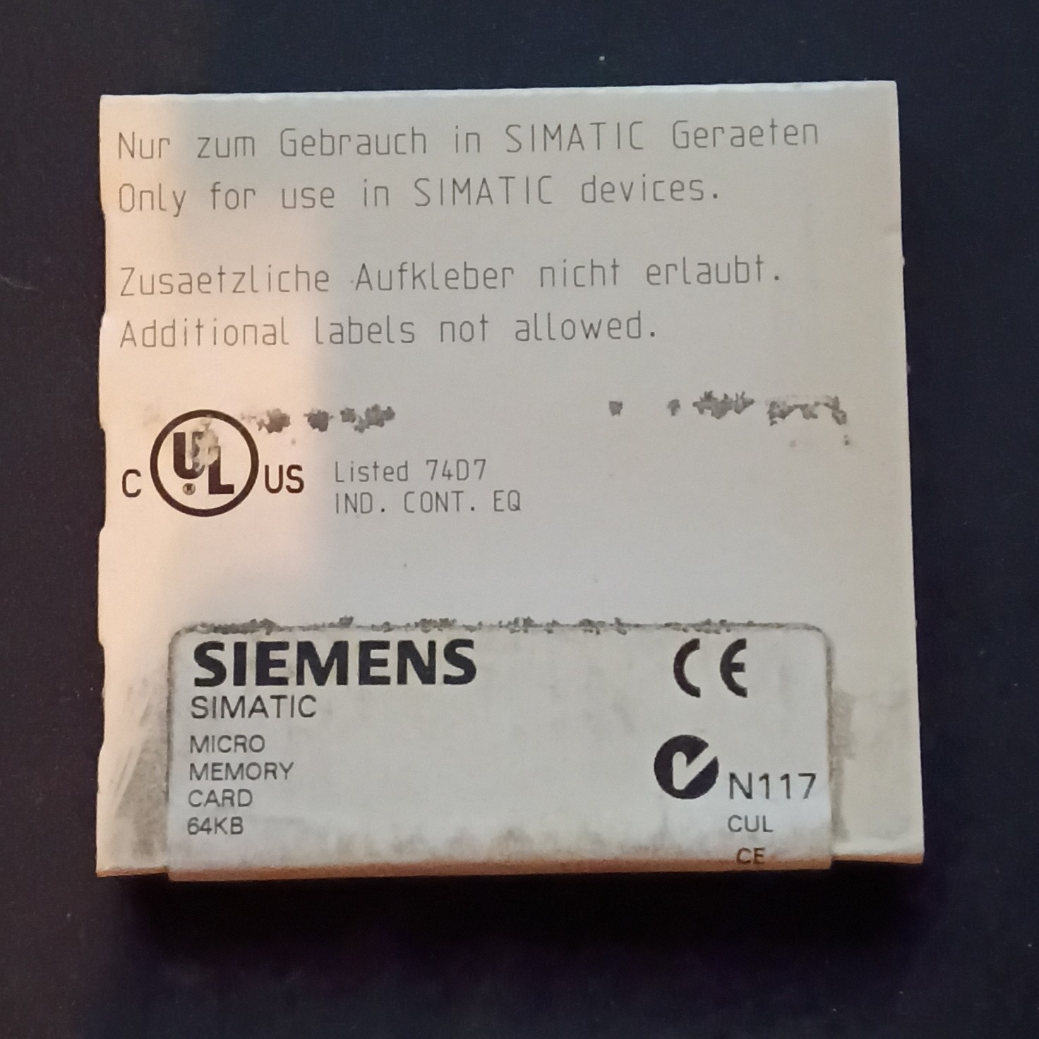 Siemens Simatic Micro Memory Card 6ES7 953-8LF11-0AA0 64KB for Simatic S7
