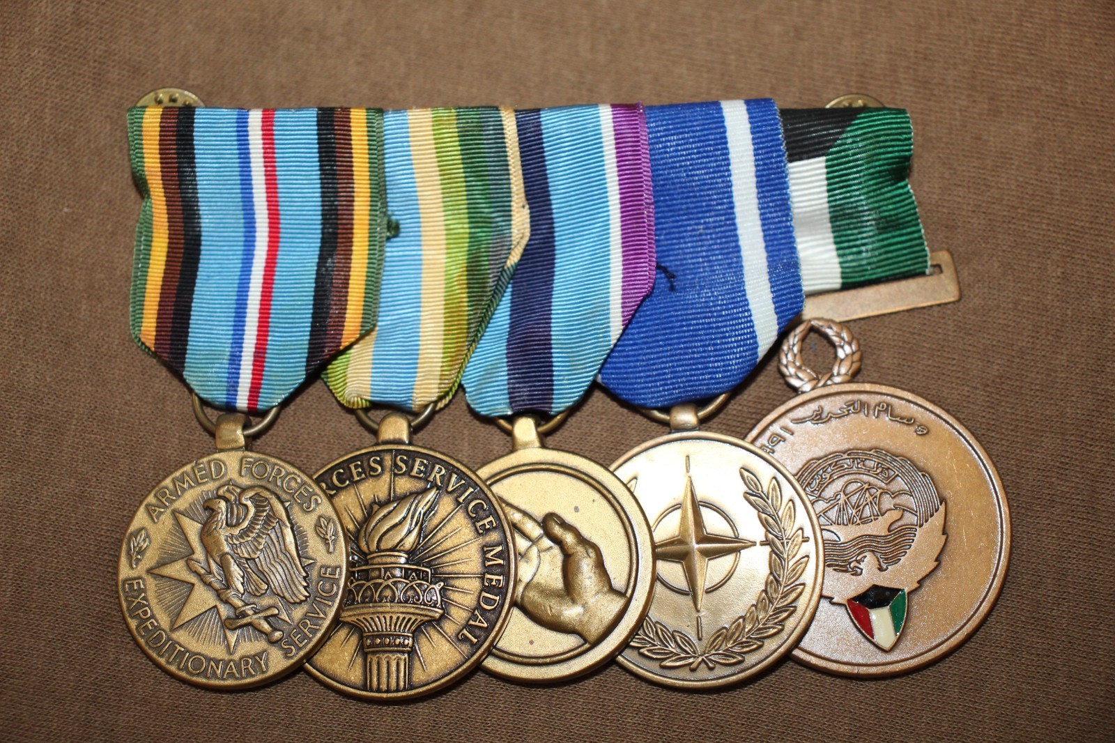 Original Gulf War I U.S. Military Service Five Place Full Size Medal/Ribbon Bar