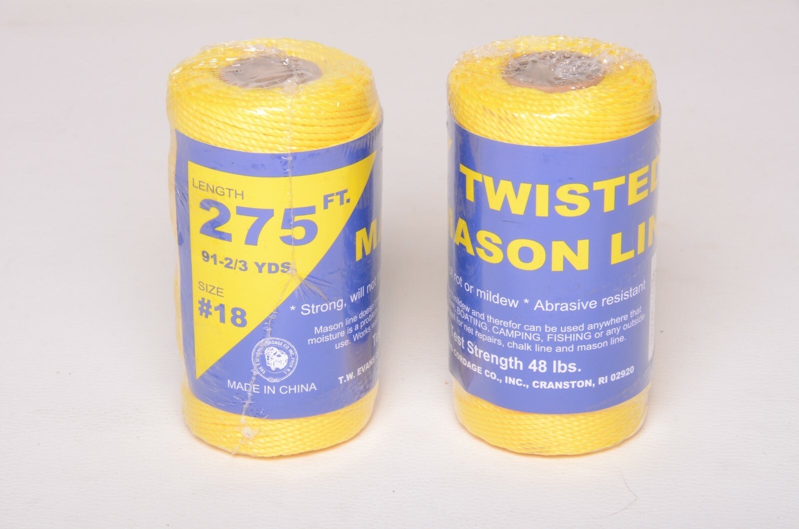 T.W.EVANS #18 Twisted Mason Line 2x 275" Rolls (550' Total) Moisture Resistant