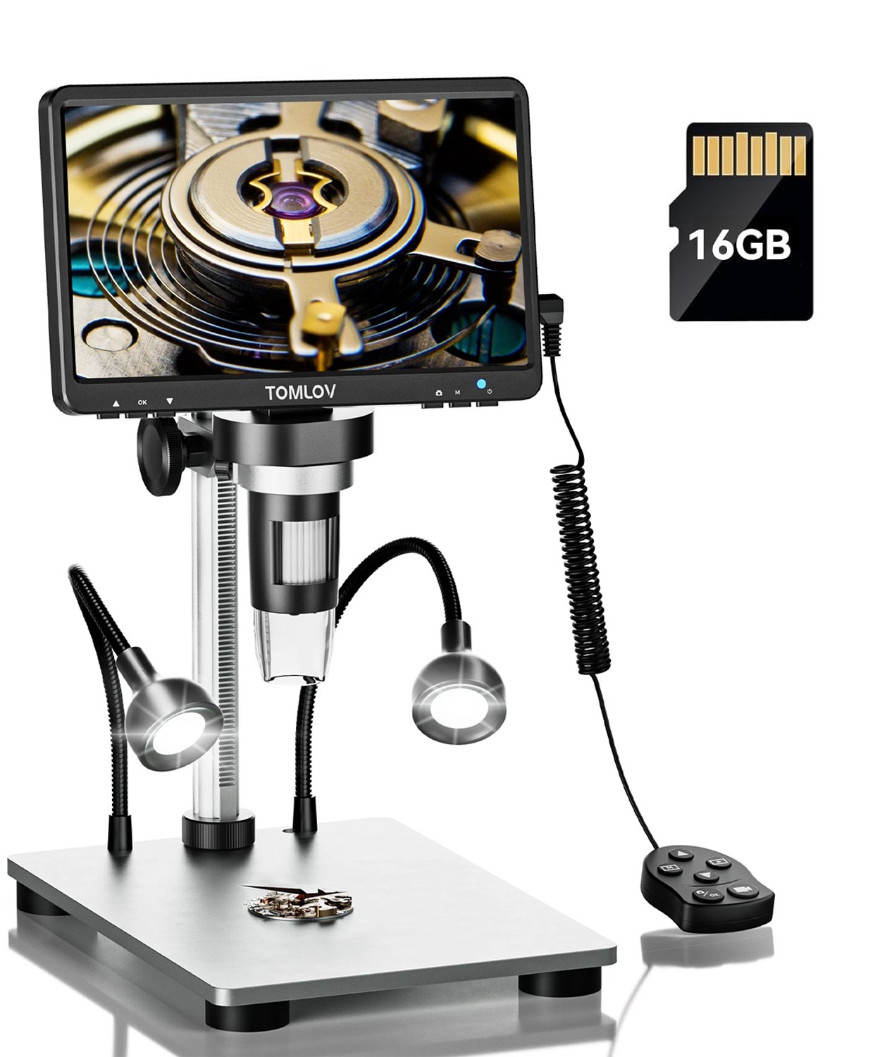 TOMLOV 7" Screen Digital Microscope 1000X Coin Microscope Remote Jewelry Loupe