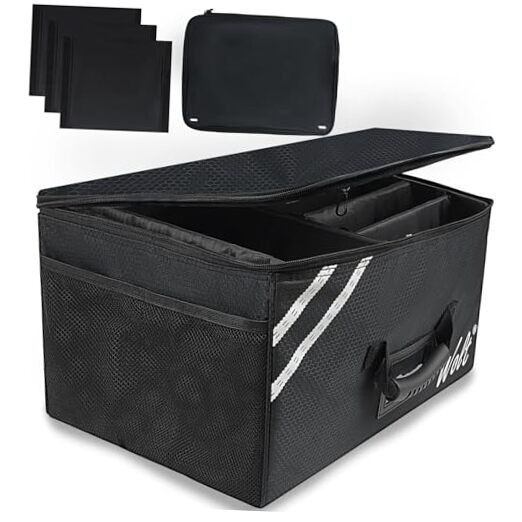 Car Trunk Organizer with Lid, Collapsible Multi Compartment SUV Black