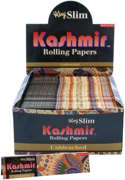 Kashmir Rolling Papers Unbleached Slim King Size 32 Leaves Pack (50 Pack Box)