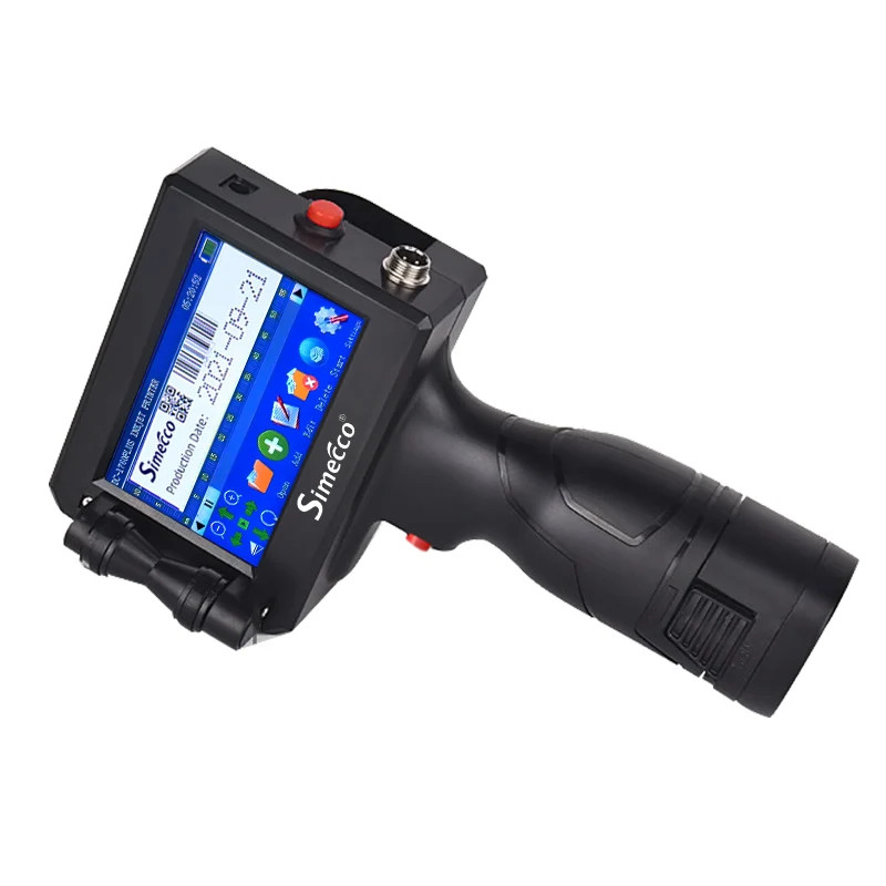 Handheld inkjet printer prints text, batch number, barcode, brand identification