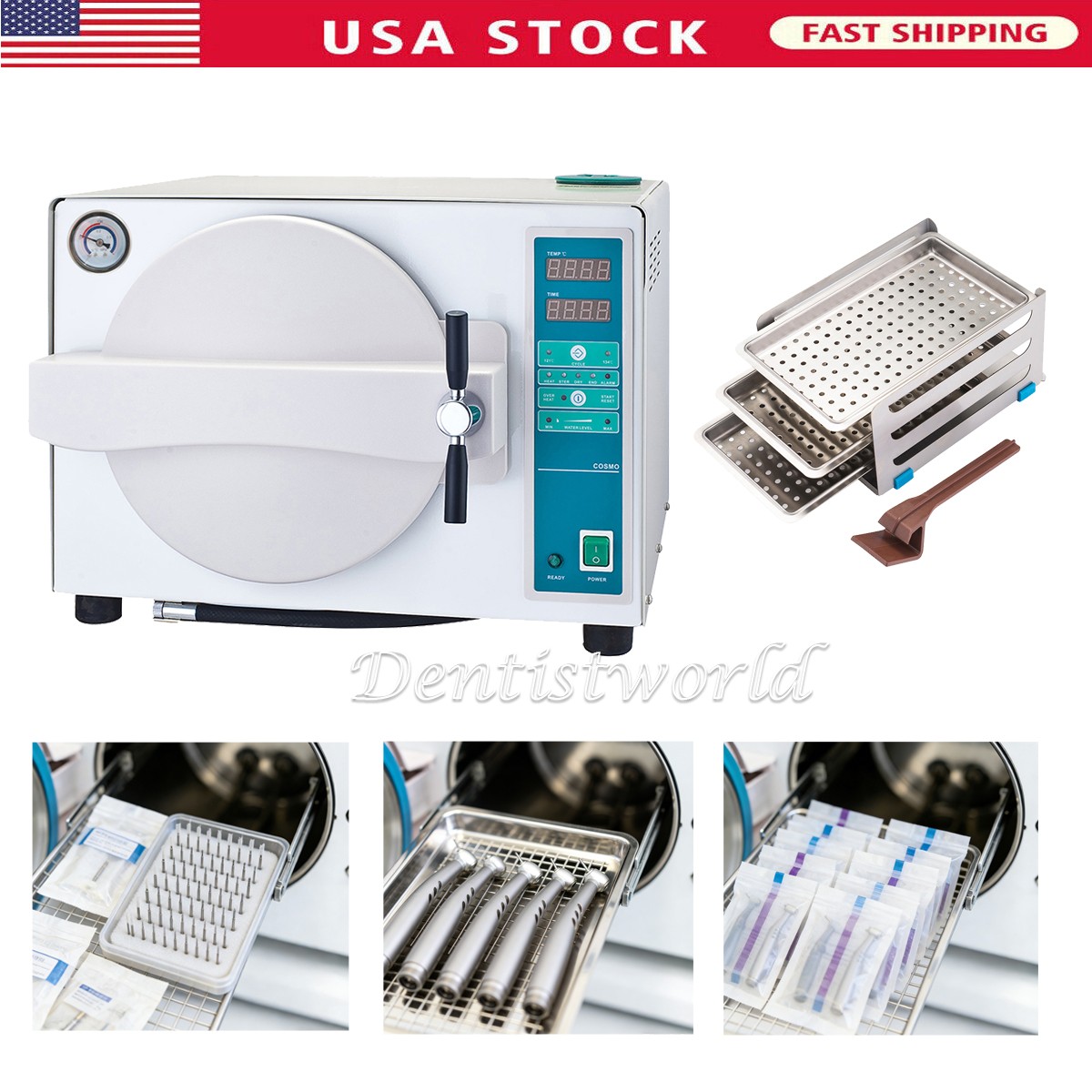 18L Dental Autoclave Sterilizer Drying 134℃ & 121℃ Cycles Medical Sterilization