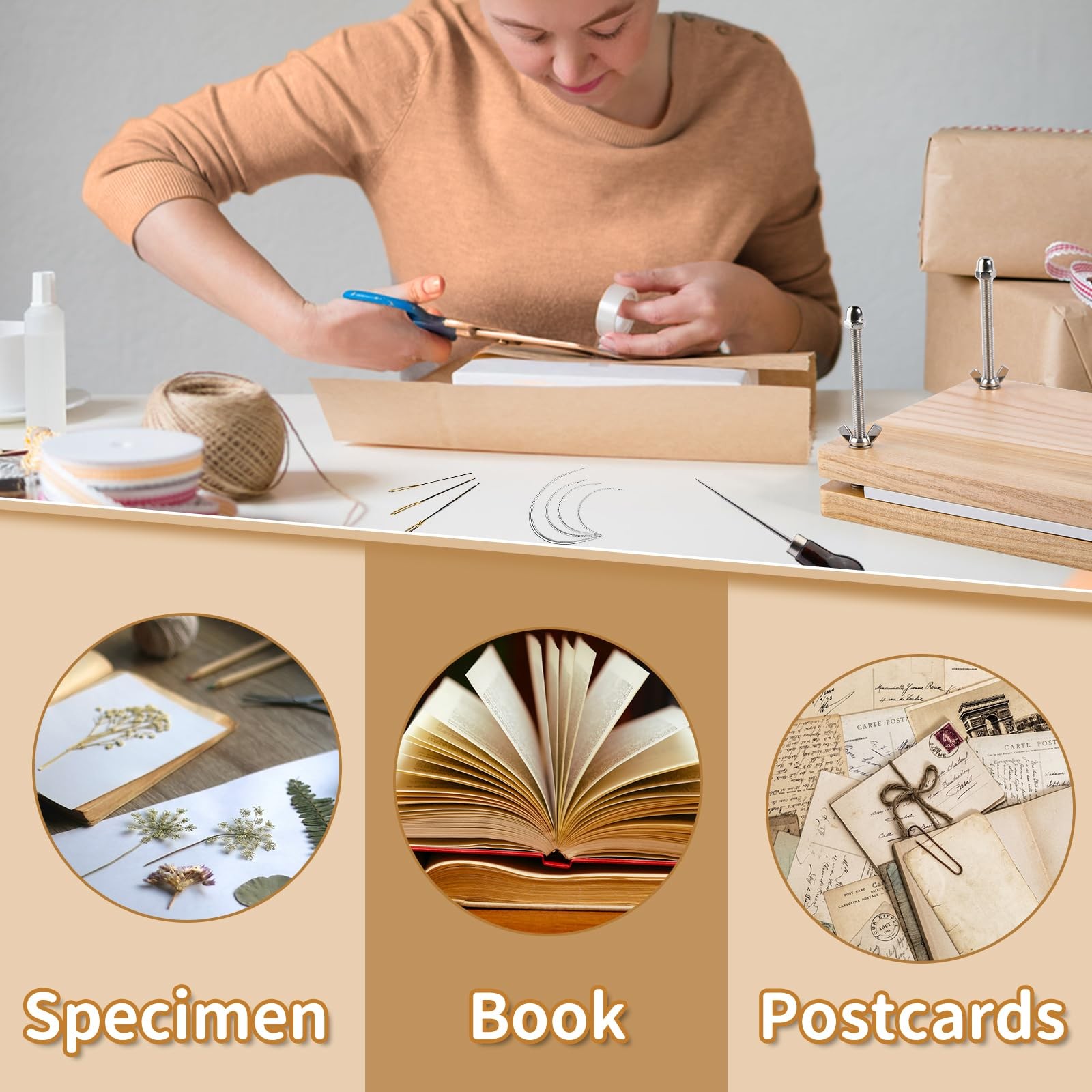 Book Binding Kits, Bookbinding Supplies, Bookbinding Kit for Beginners Bone F...