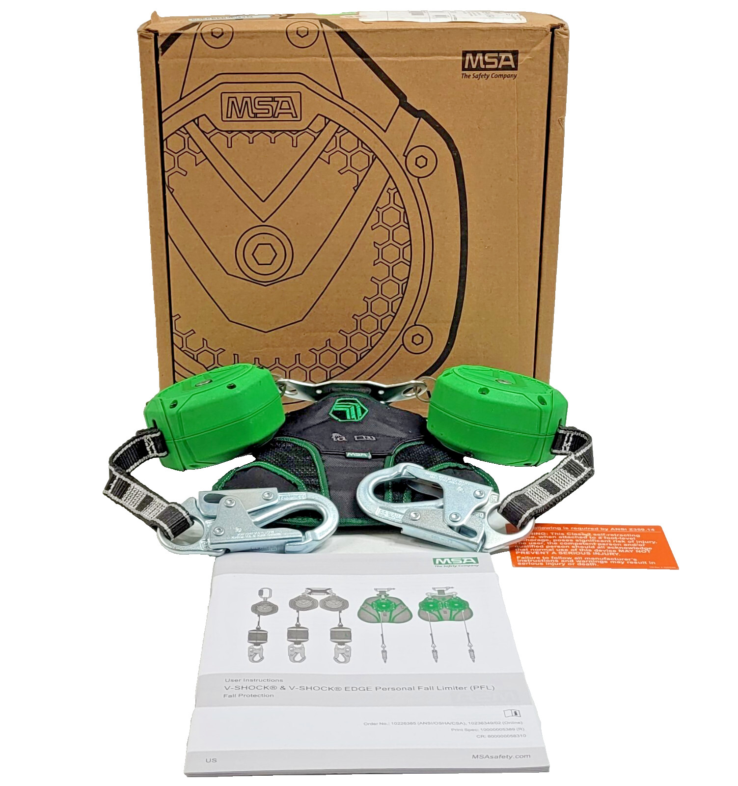 MSA VSLEW-012-PB-A V-SHOCK EDGEPFL 6' Twin-Leg 36C Twin Link Triple Action Carab