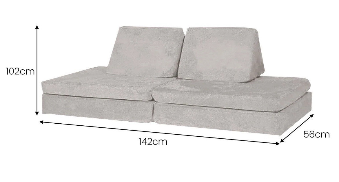 Huddle Customizable Kids Play Foam Couch, Grey, 4 Pieces, for Toddlers Ages 2+