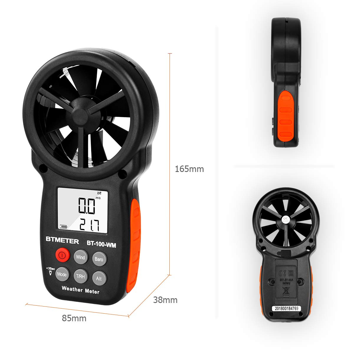 Digital Anemometer Barometer Handheld, for Wind Speed Temperature Wind Chill Tes