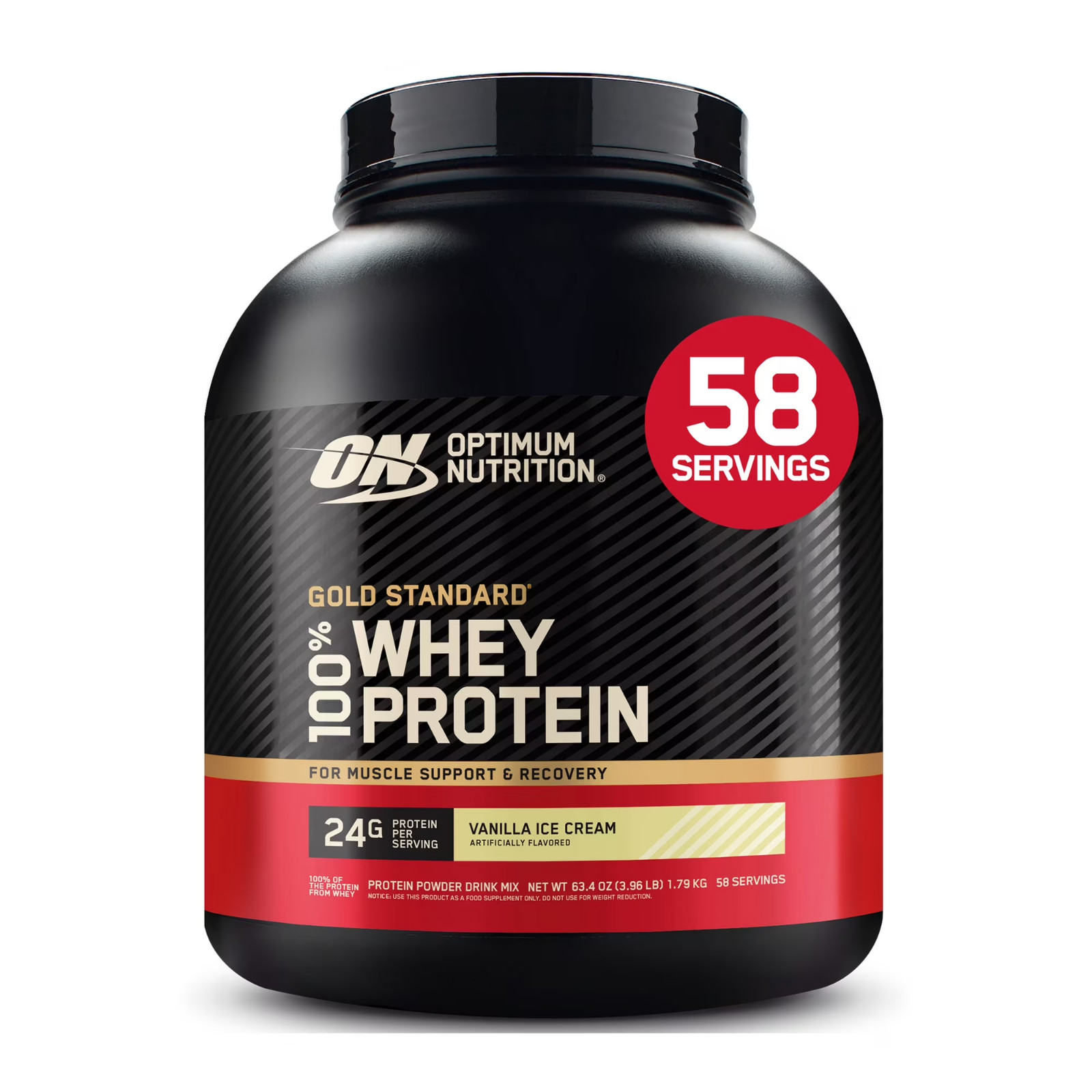 Optimum Nutrition Gold Standard 100% Whey Protein Powder, Vanilla Ice Cream,3.96