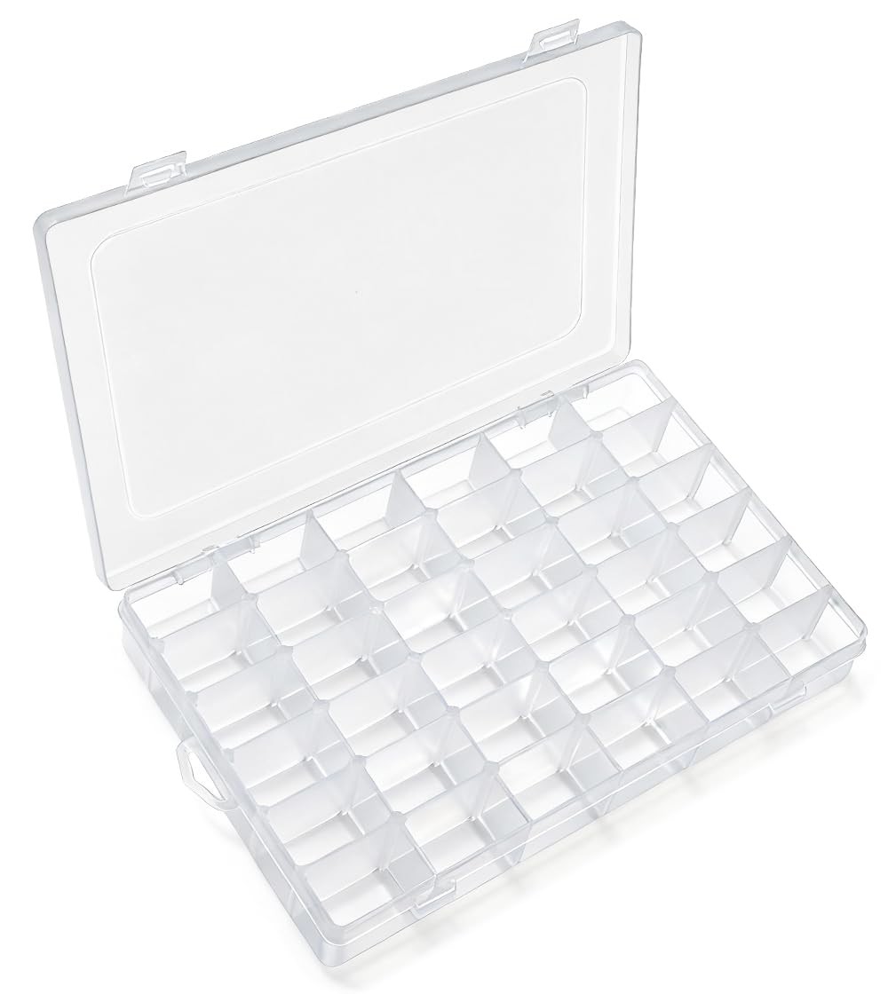 36 Grids Plastic Bead Organizer , Adjustable Dividers, Sewing storage, Organi...
