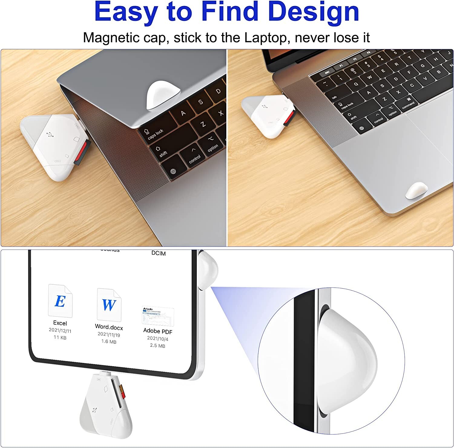 SD Card Reader,3in1 Memory Card Reader for iPhone/iPad,USB C and USB A Devices