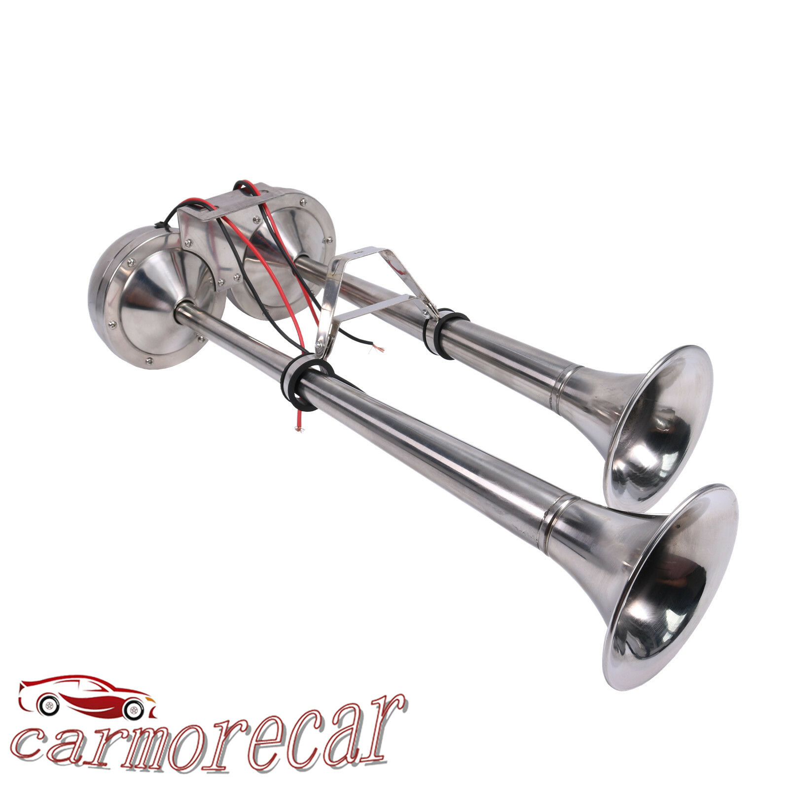 12V Marine Trumpet Horn Twin Dual Electric Powerful Boat Horn Stainless Steel