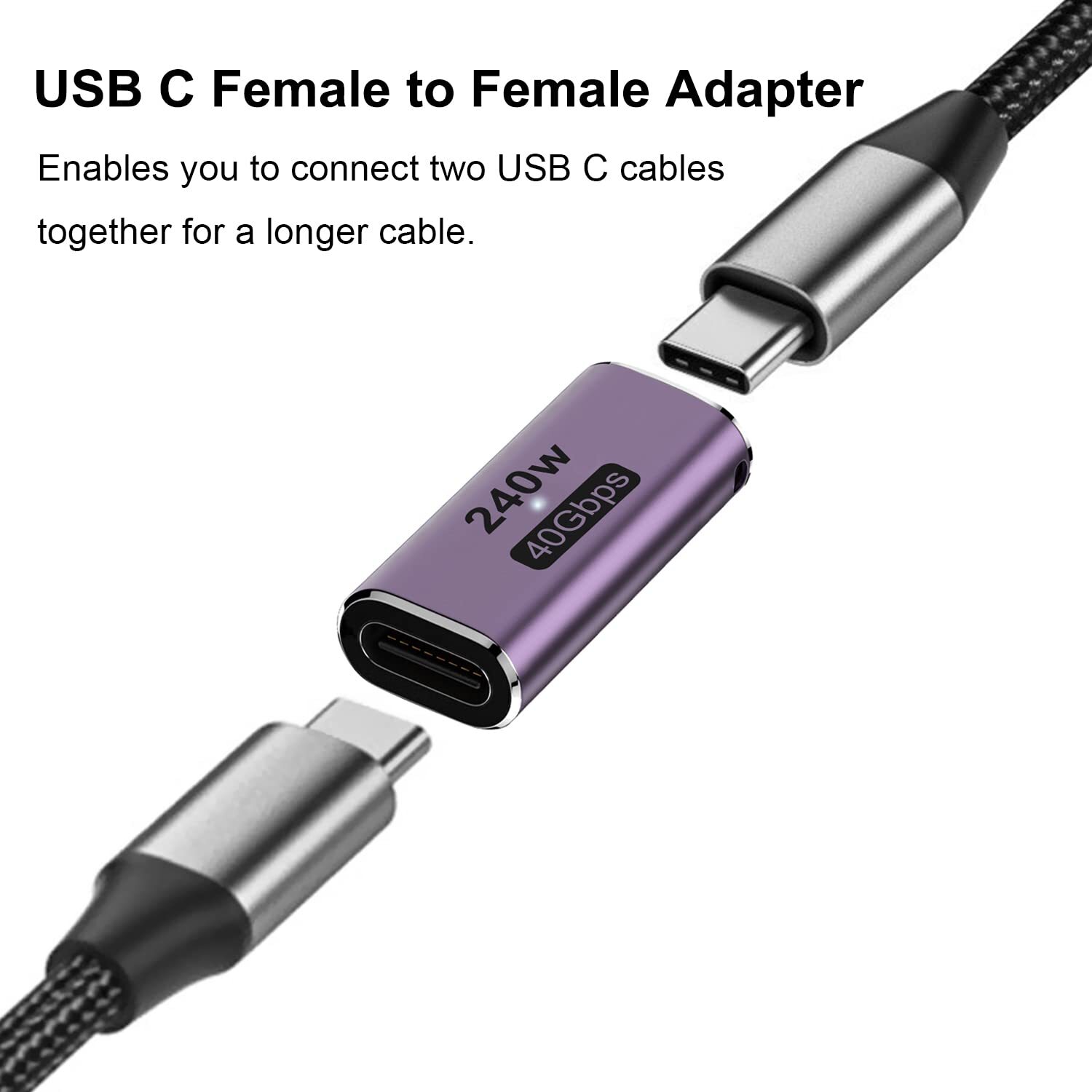 2 Pack 240W USB C Adapter Type C Female to Female 40Gbps Coupler Connector