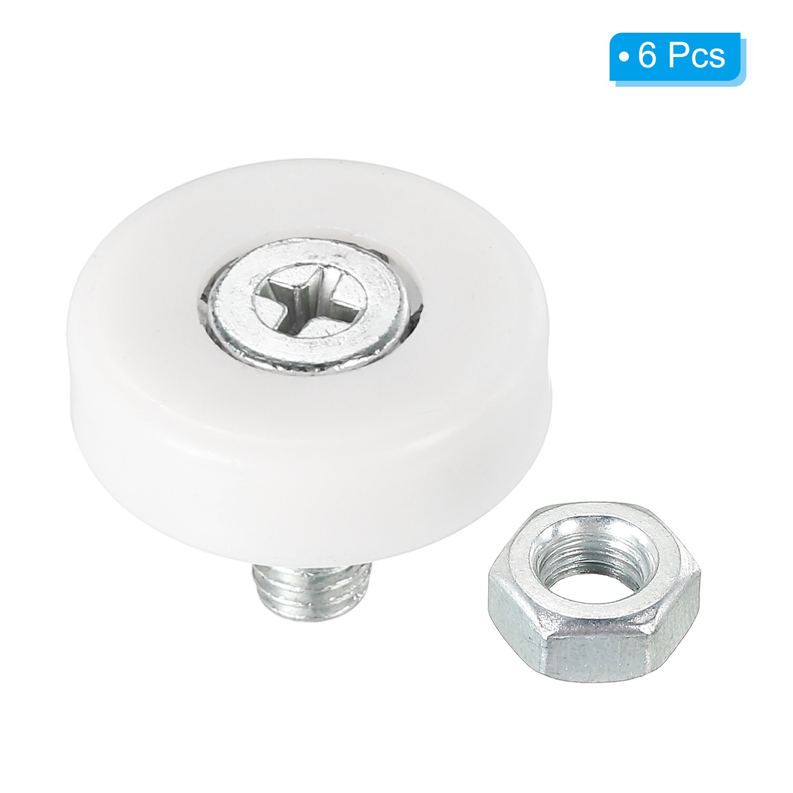 22mm Drawer Rollers Drawer Rollers Plastic Small Pulley with Nuts,6pcs