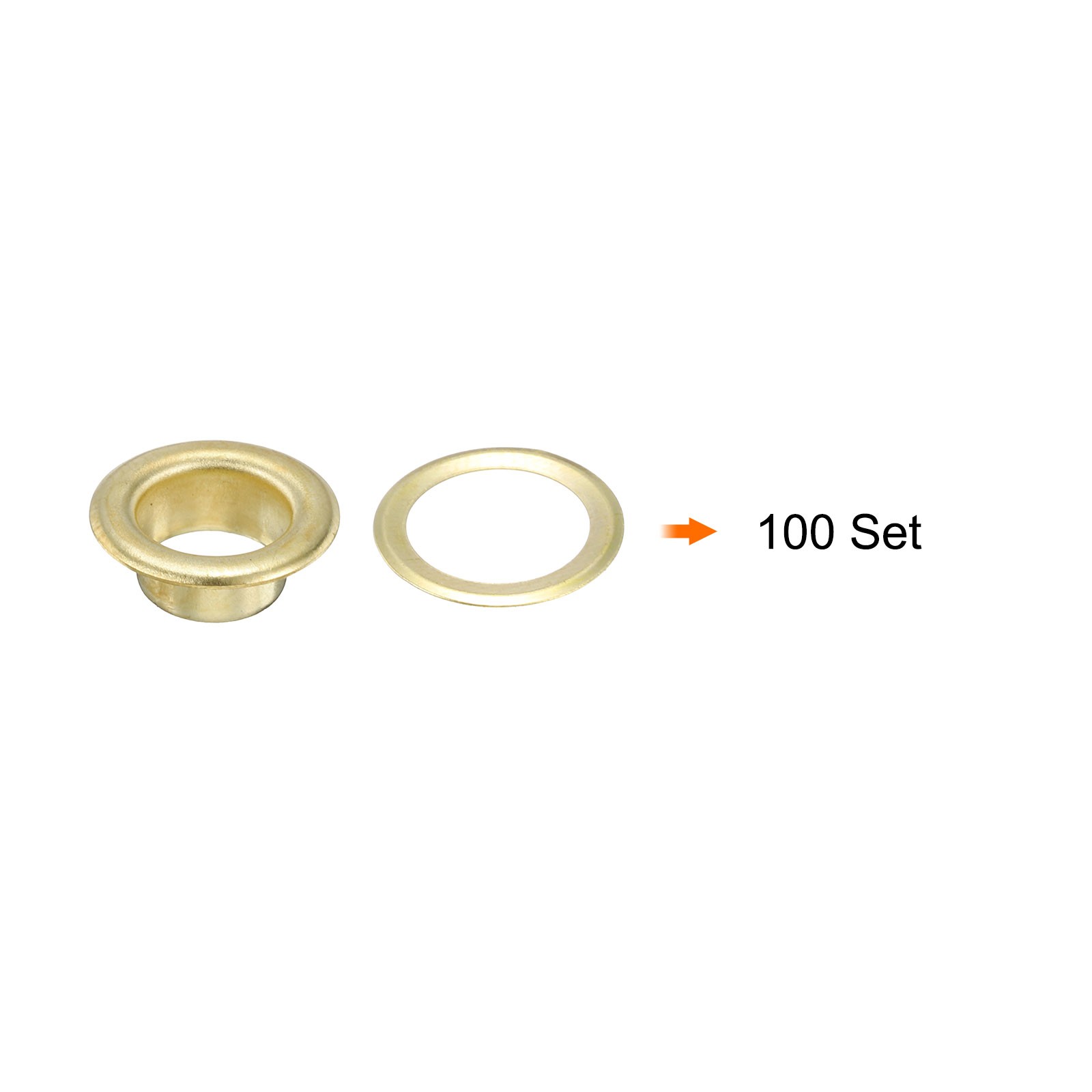 Grommet Eyelet Kit 100pcs 12mm Inner Dia, Gold