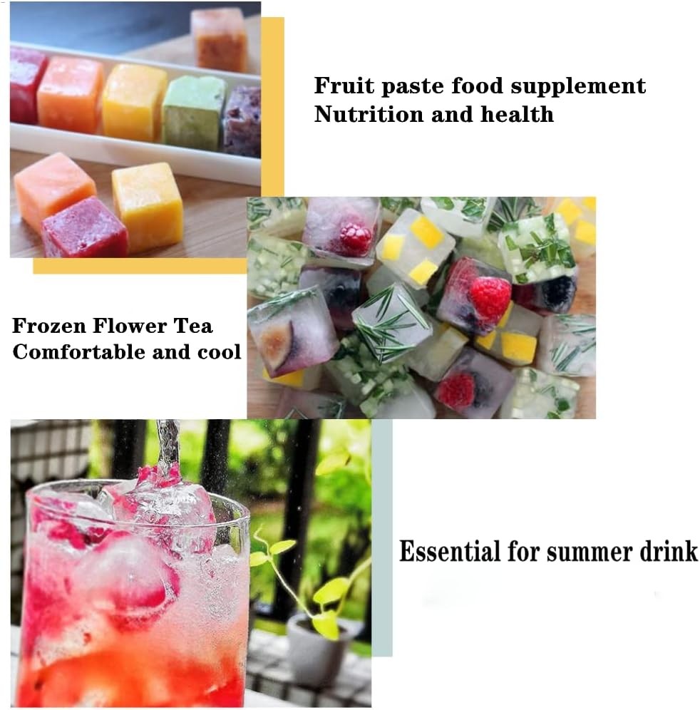 Ice Cube Tray, 3 Pack Silicone Small-scale, Blue, Green, Rose red