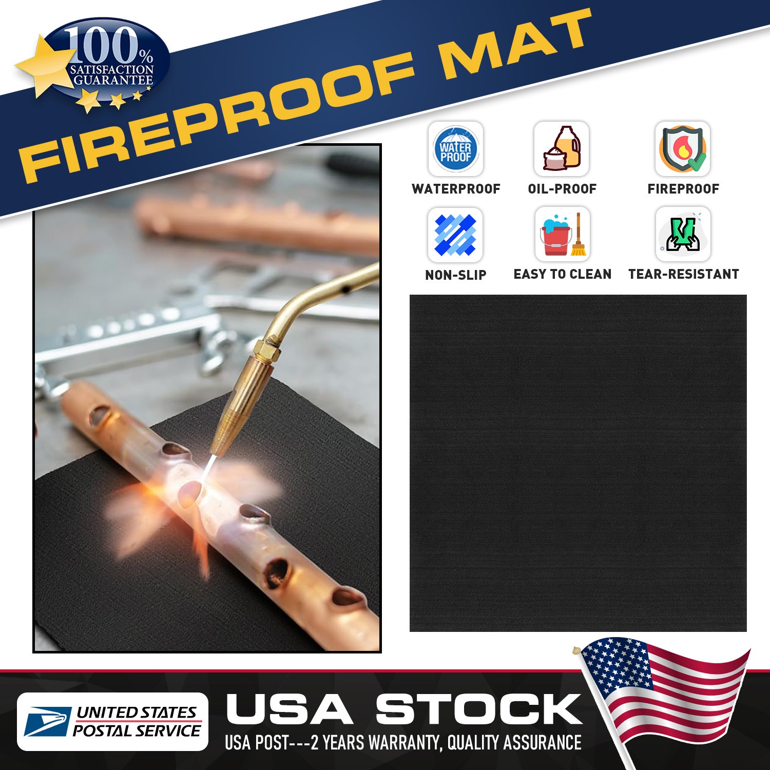 19.6x19.6 Inches Fireproof Mat for Outdoor Grill Easy to Clean Reusable Grill