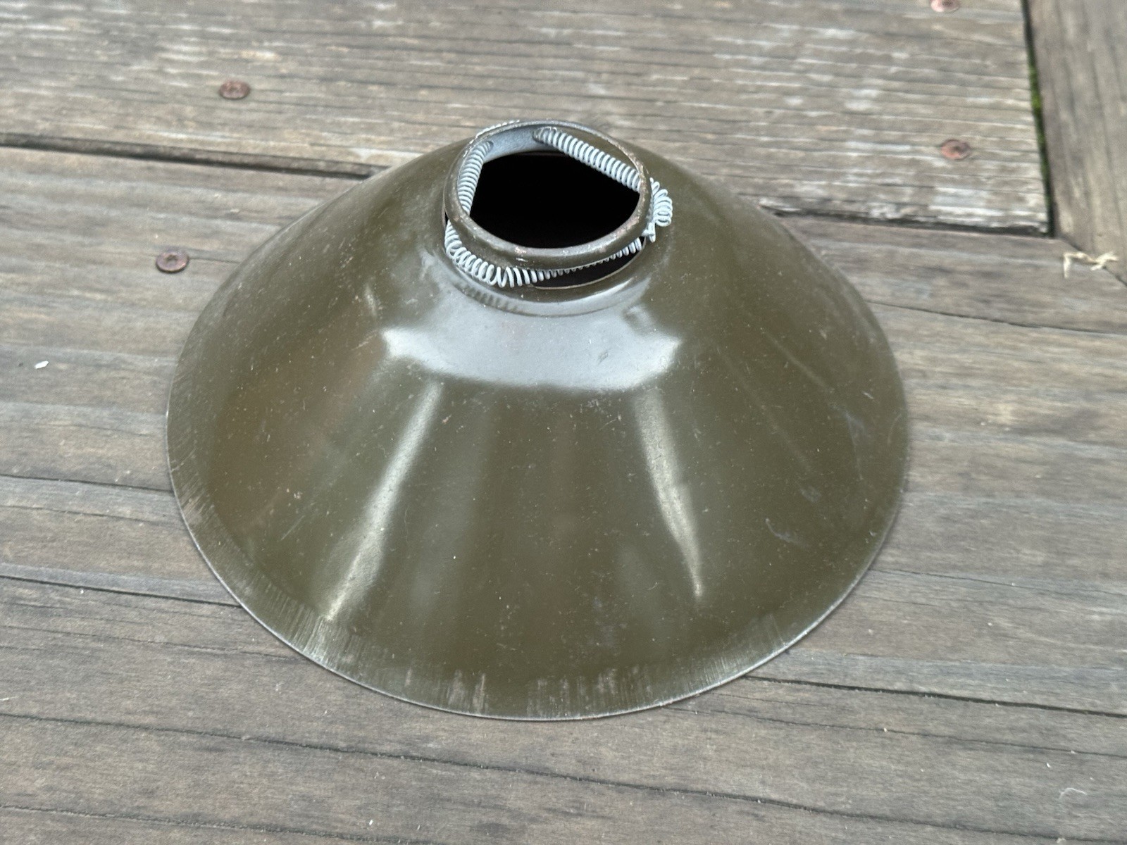 Vintage Military Surplus Enamel Metal Lamp Shade 8" Green