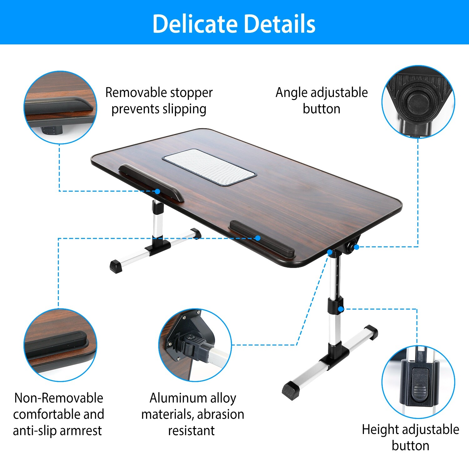 Foldable Laptop Table Stand Lap Sofa Bed Tray Computer Notebook Desk Adjustable