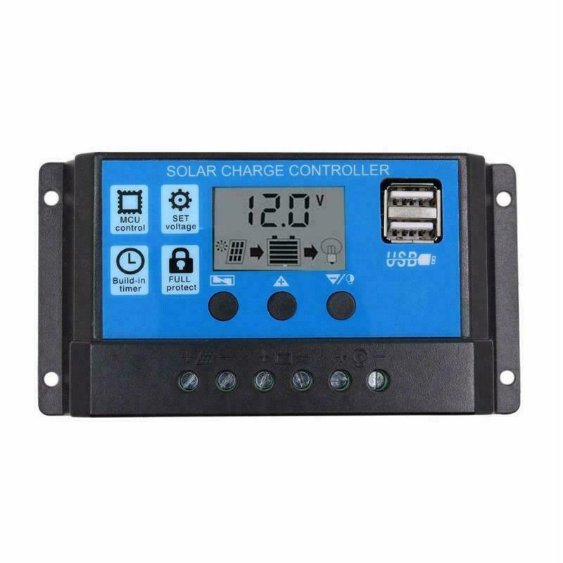 10A PWM Solar Controller Battery Charger 12V 24V Regulator Home System USB 5V RV