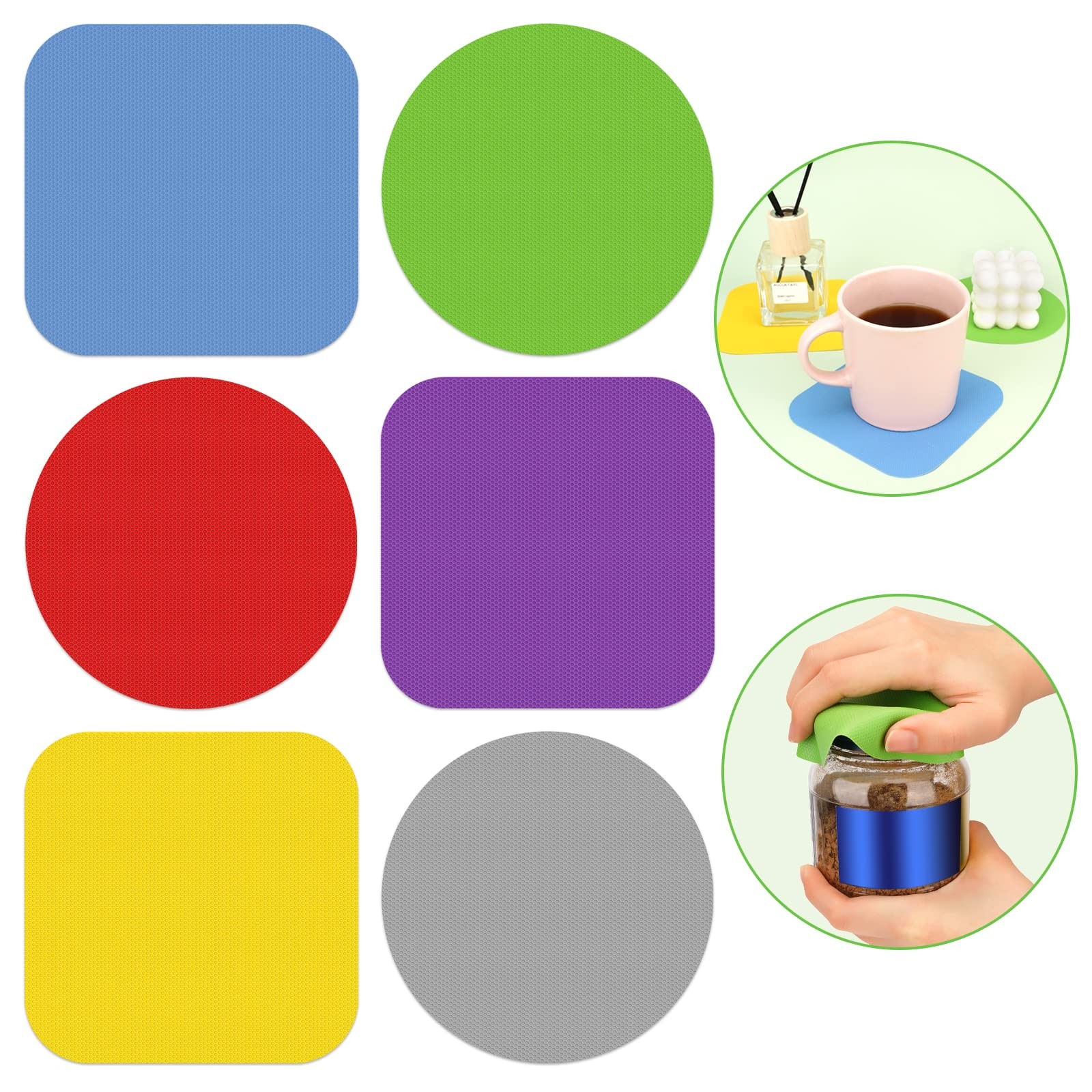 6 Pcs Jar Opener, Rubber Jar Grippers Multi-function Silicone Jar Gripper Pads