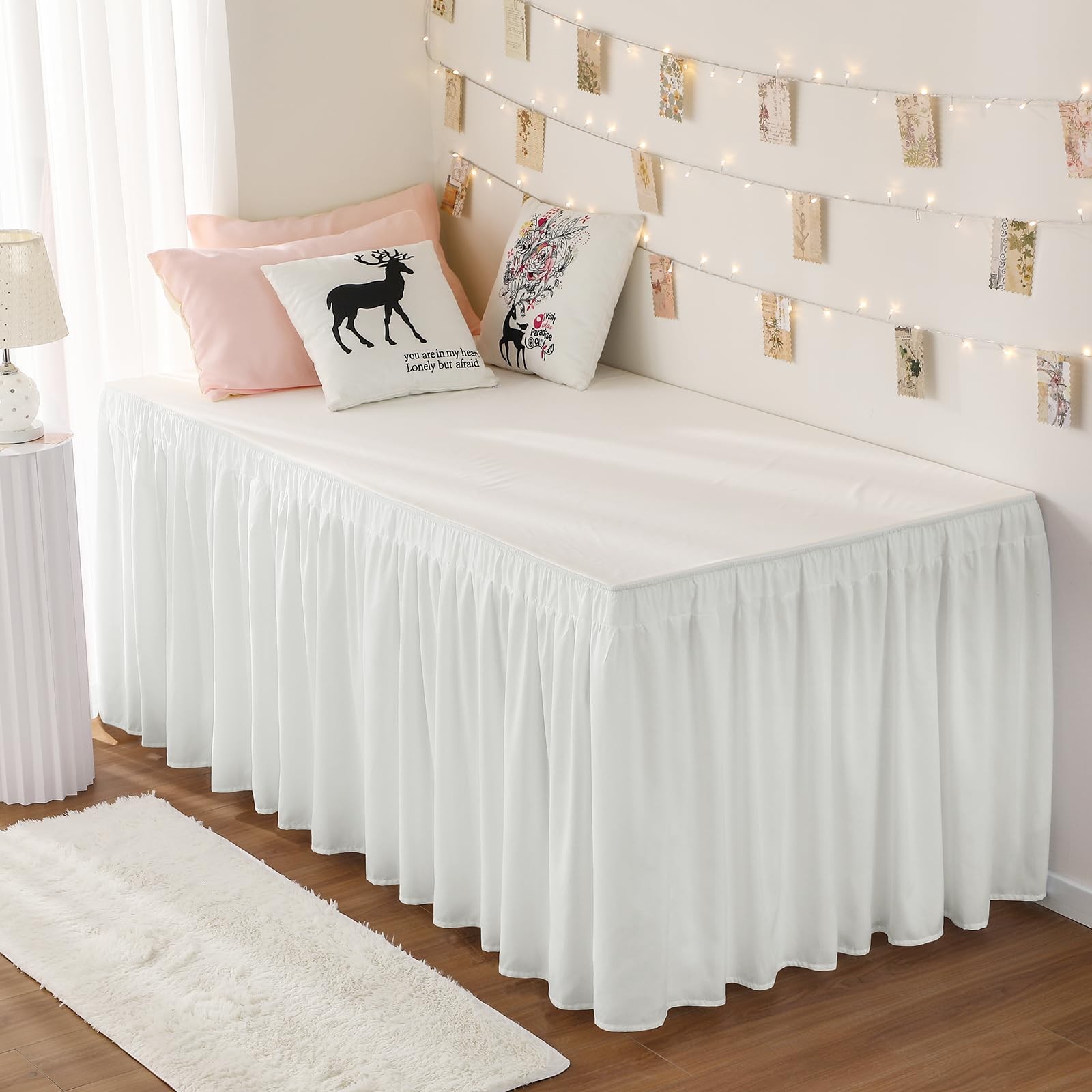 RIMELA Dorm Bed Skirt Twin XL 42 Inch Drop, Twin/Twin XL-42" Warm White