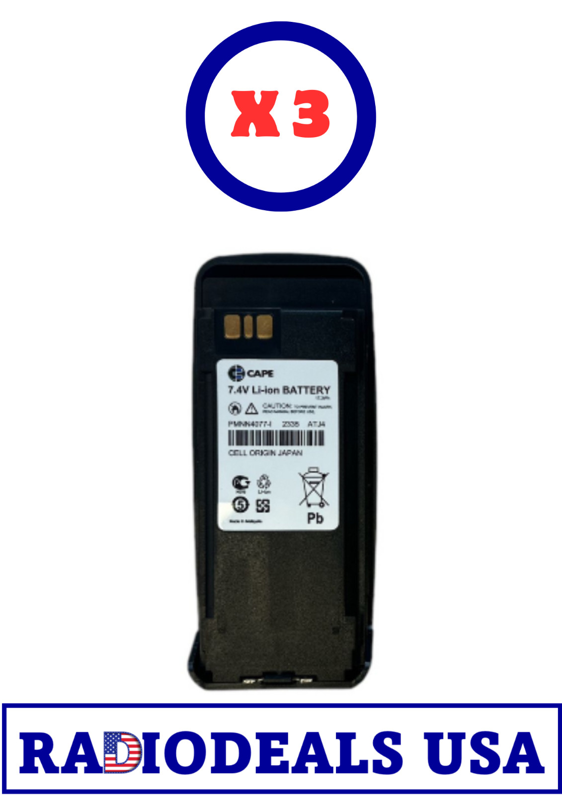 Motorola Compatible C-PMNN4077-I Impres Lithium 2240mAh Battery XPR6350/6550-3PC