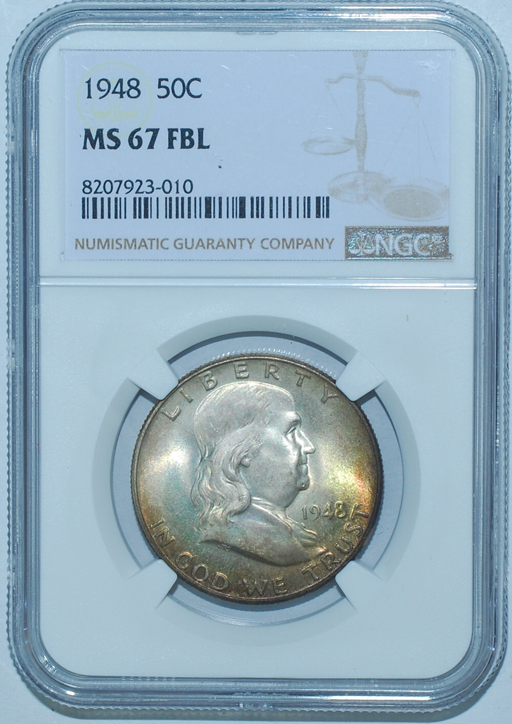 1948 NGC MS67FBL Full Bell Lines Franklin Half Dollar