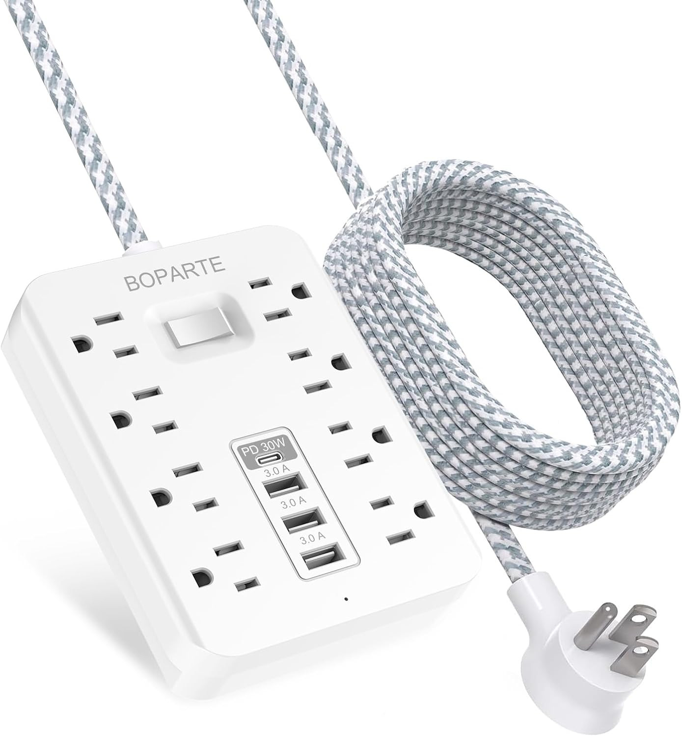 Surge Protector Power Strip with 10 Ft Extension Cord - USB C Power Strip (PD 30