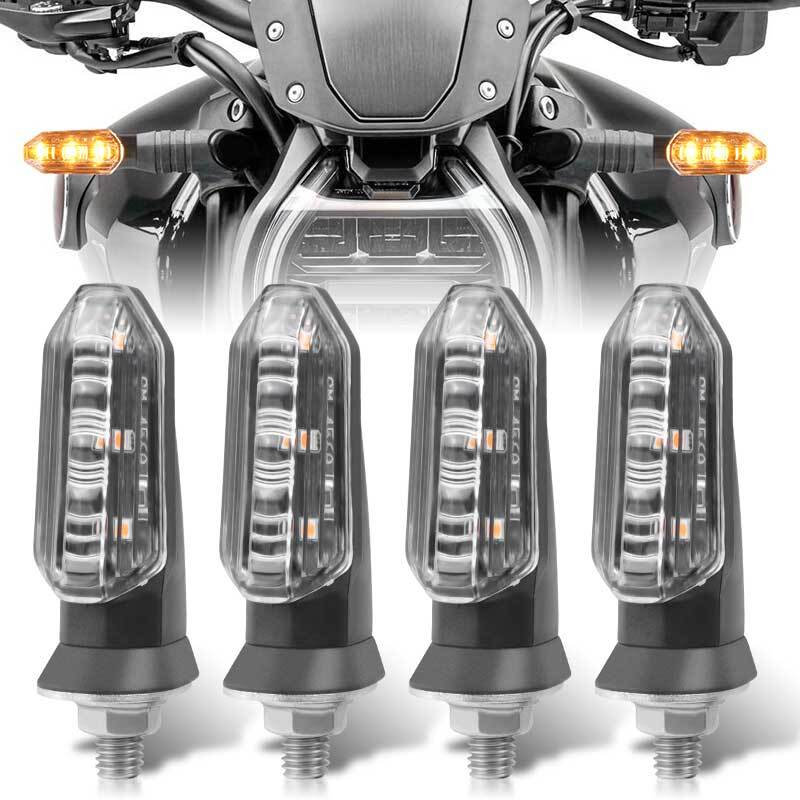 4X Universal Clear Mini LED Motorcycle Turn Signal Indicator Amber Blinker Light