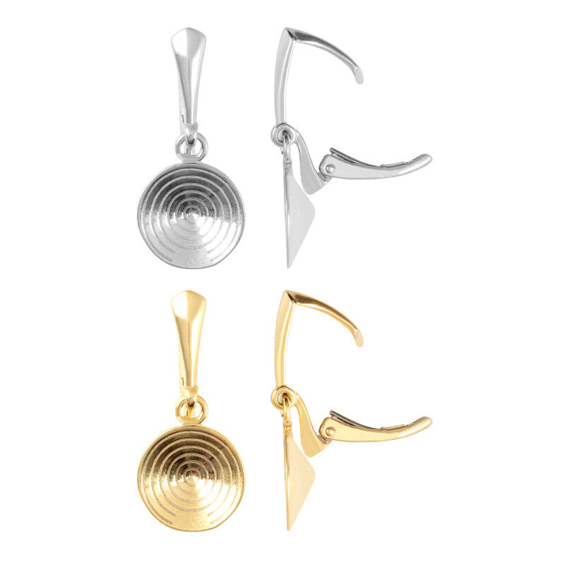Sterling Silver Leverback Earrings Hooks for Rivoli Shape Crystals 12mm, 14mm