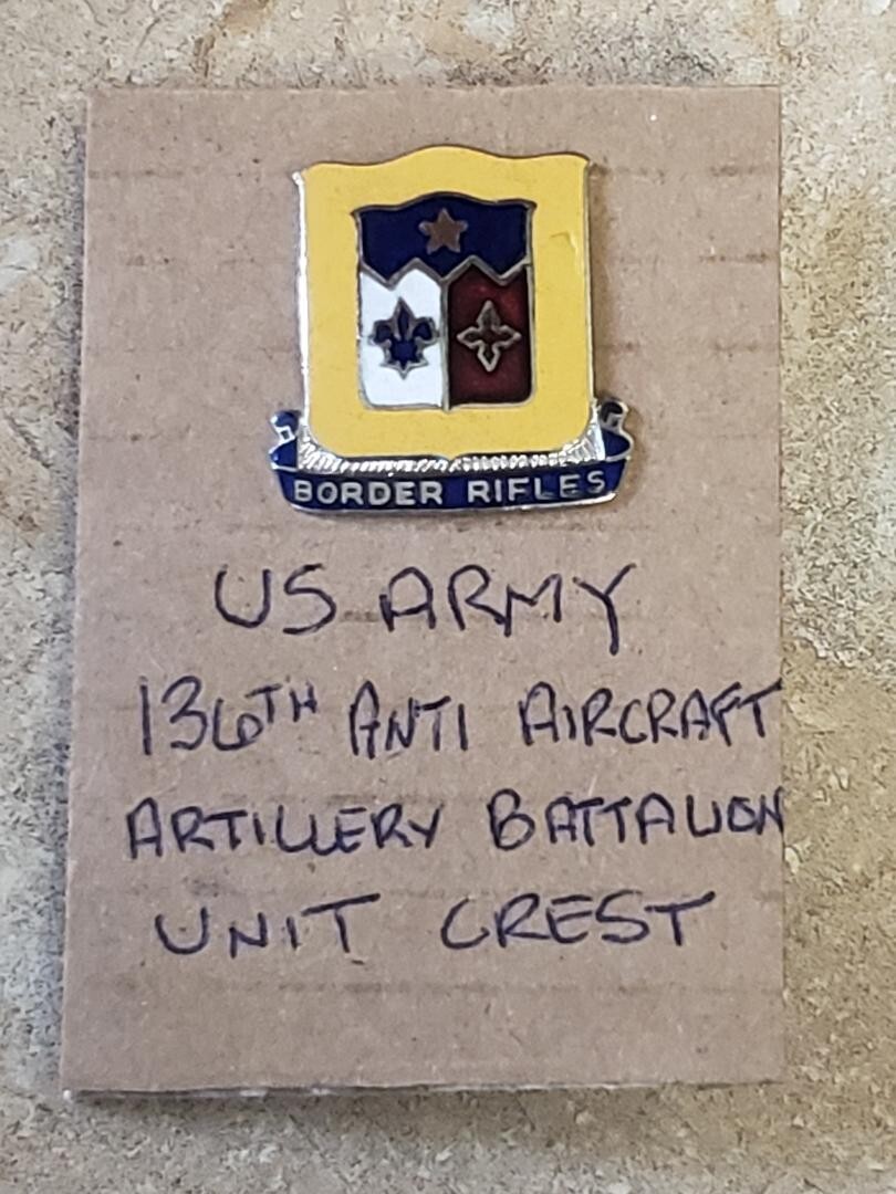 136th Anti Aircraft Artillery Battalion Unit DUI Crest