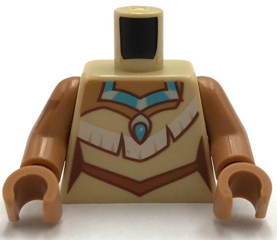 Lego New Minifigure Tan Torso Female Dress w/ White Orange Trim Necklace Part