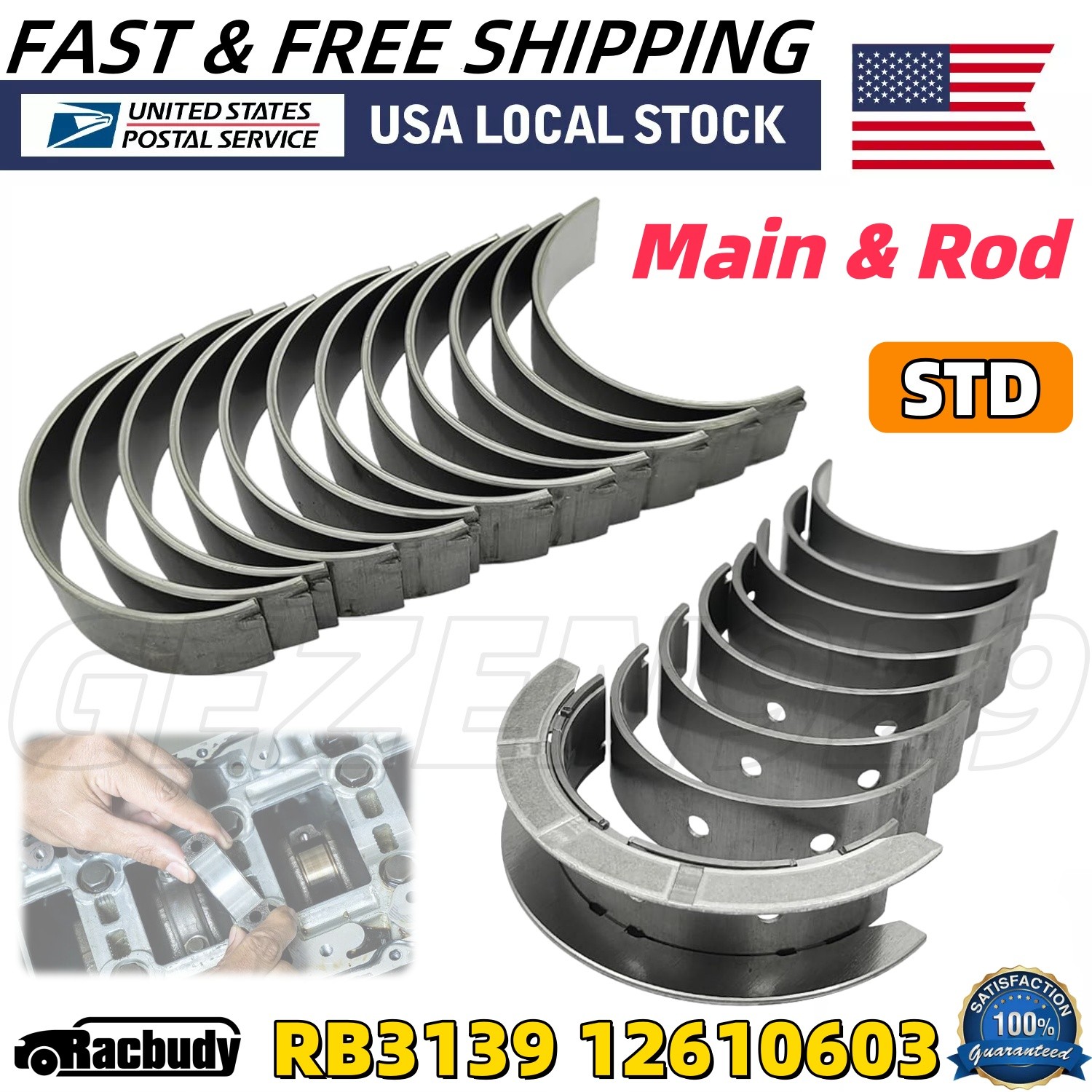 RB3139 New Engine Main & Rod Bearings Kit for Chevrolet GMC Buick Cadillac 3.6L