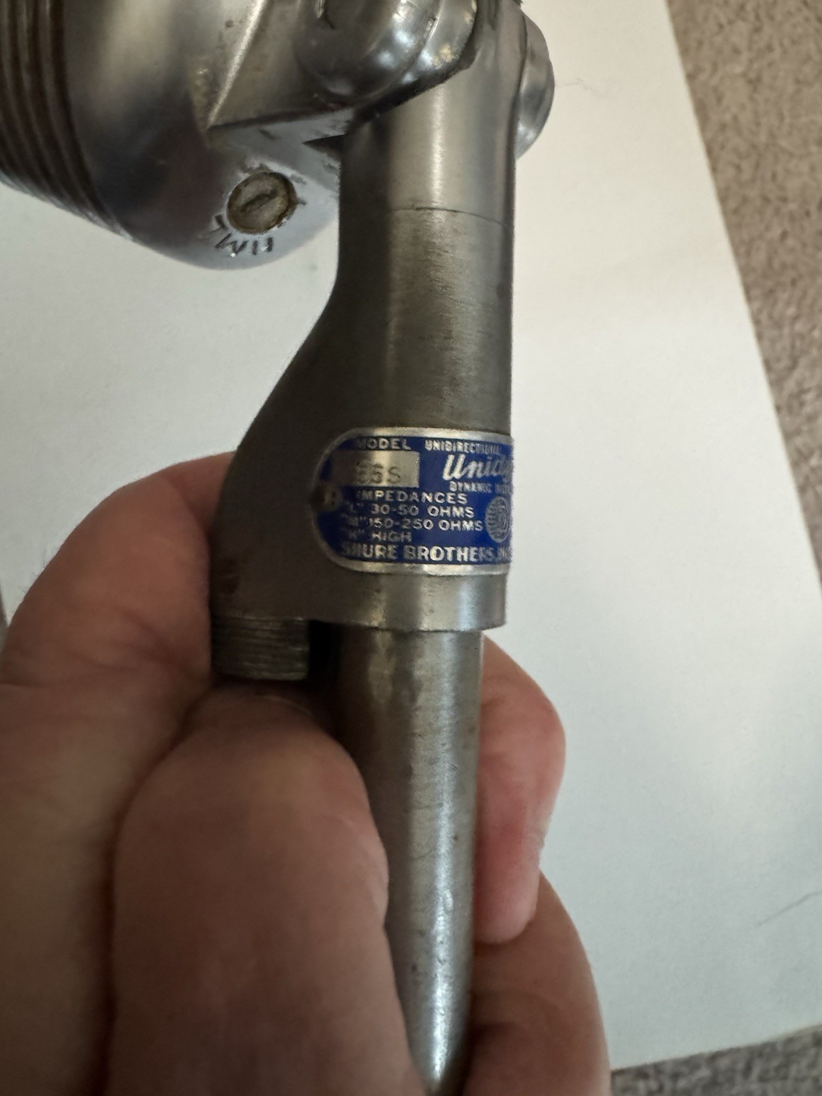 Vintage Shure Unidyne Model 55S Microphone USED, Untested