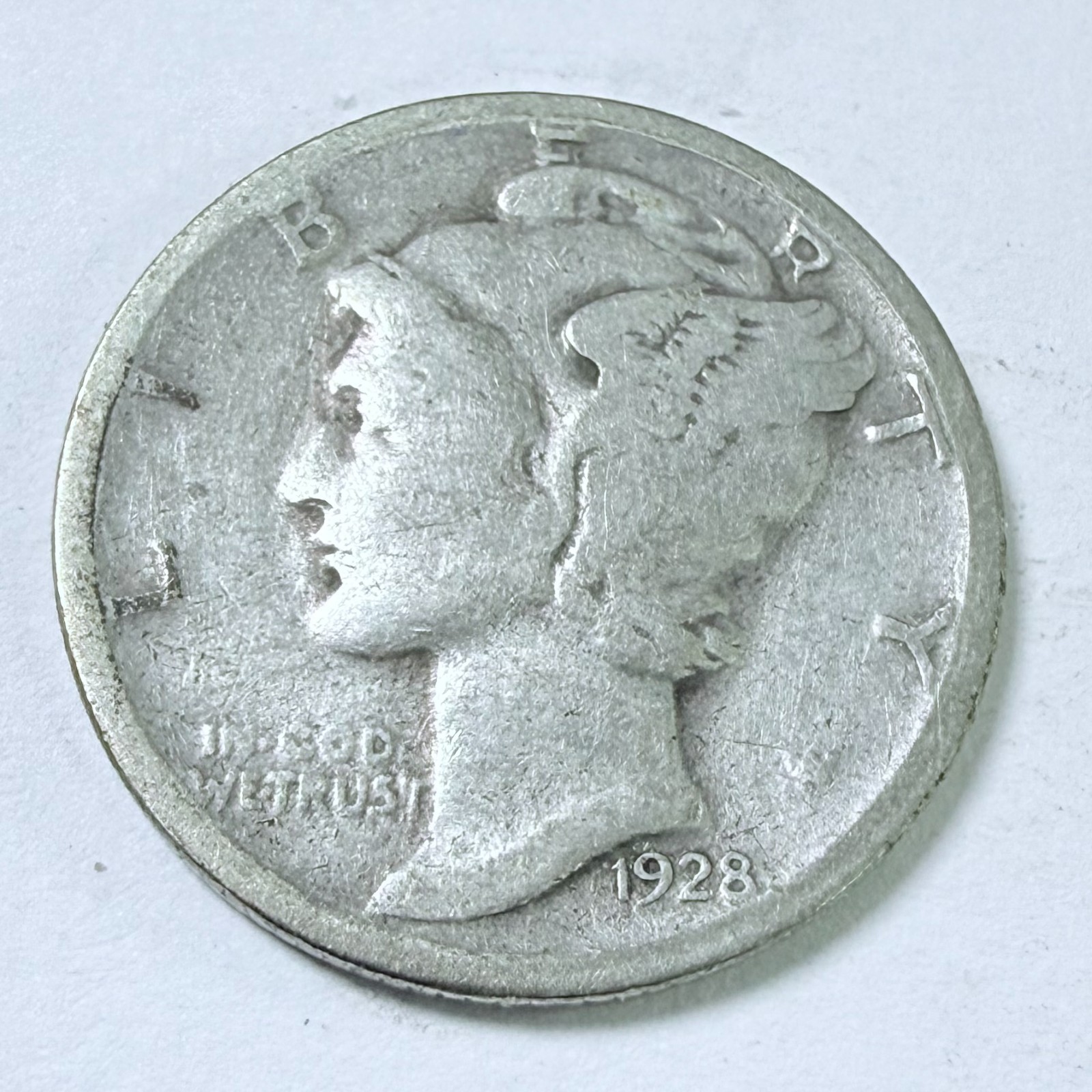 1928-S MERCURY DIME, 90% SILVER, GOOD DETAILS FREE SHIPPING #9224