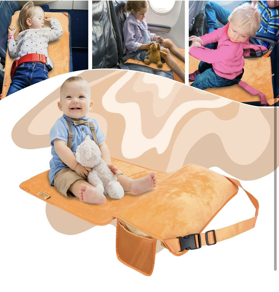 Toddler Airplane Bed, Travel Essentials for Kids, Soft Toddler Airplane Orange.N