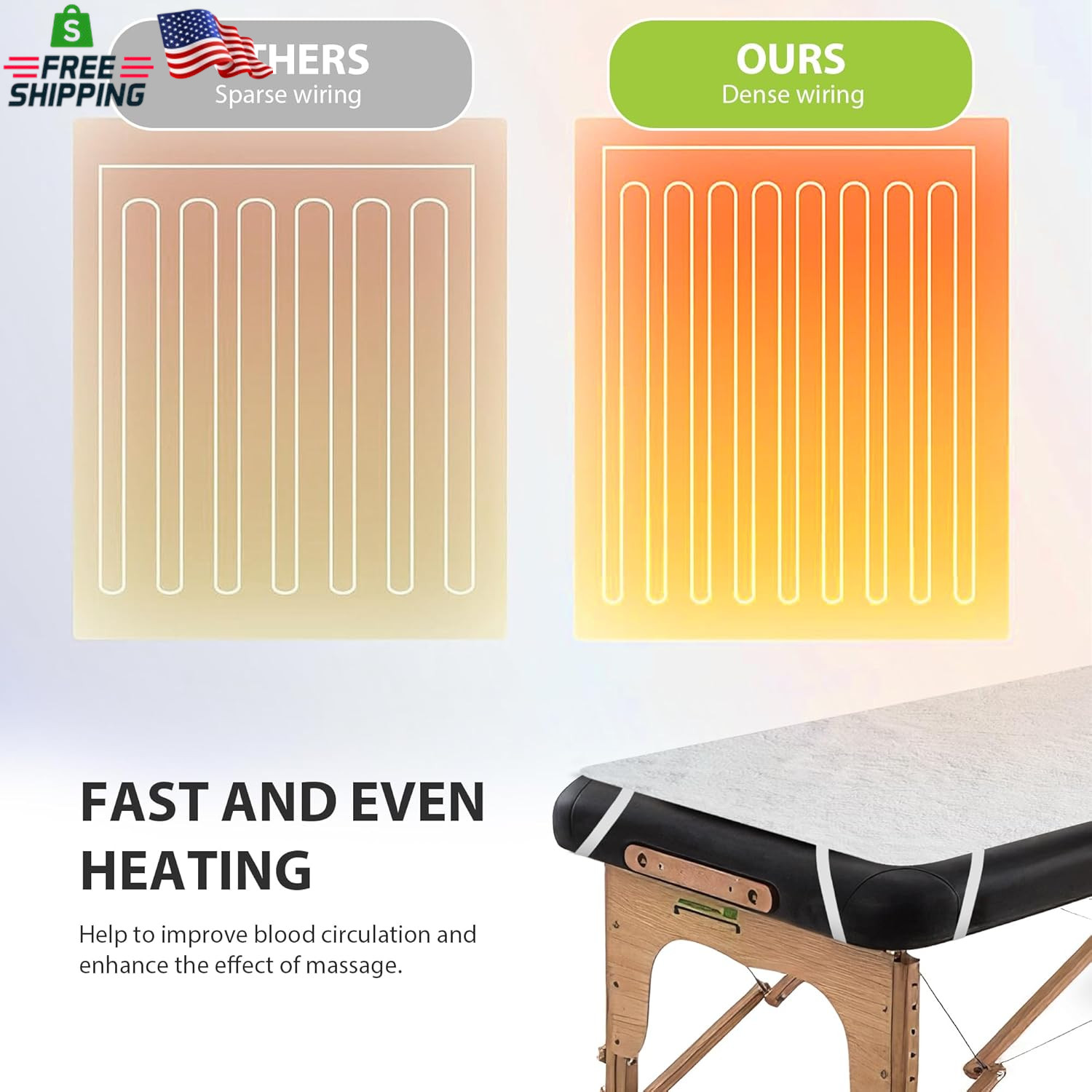 Massage Table Warmer Heating Pad Professional SPA Massage Bed Warmer with Timer,