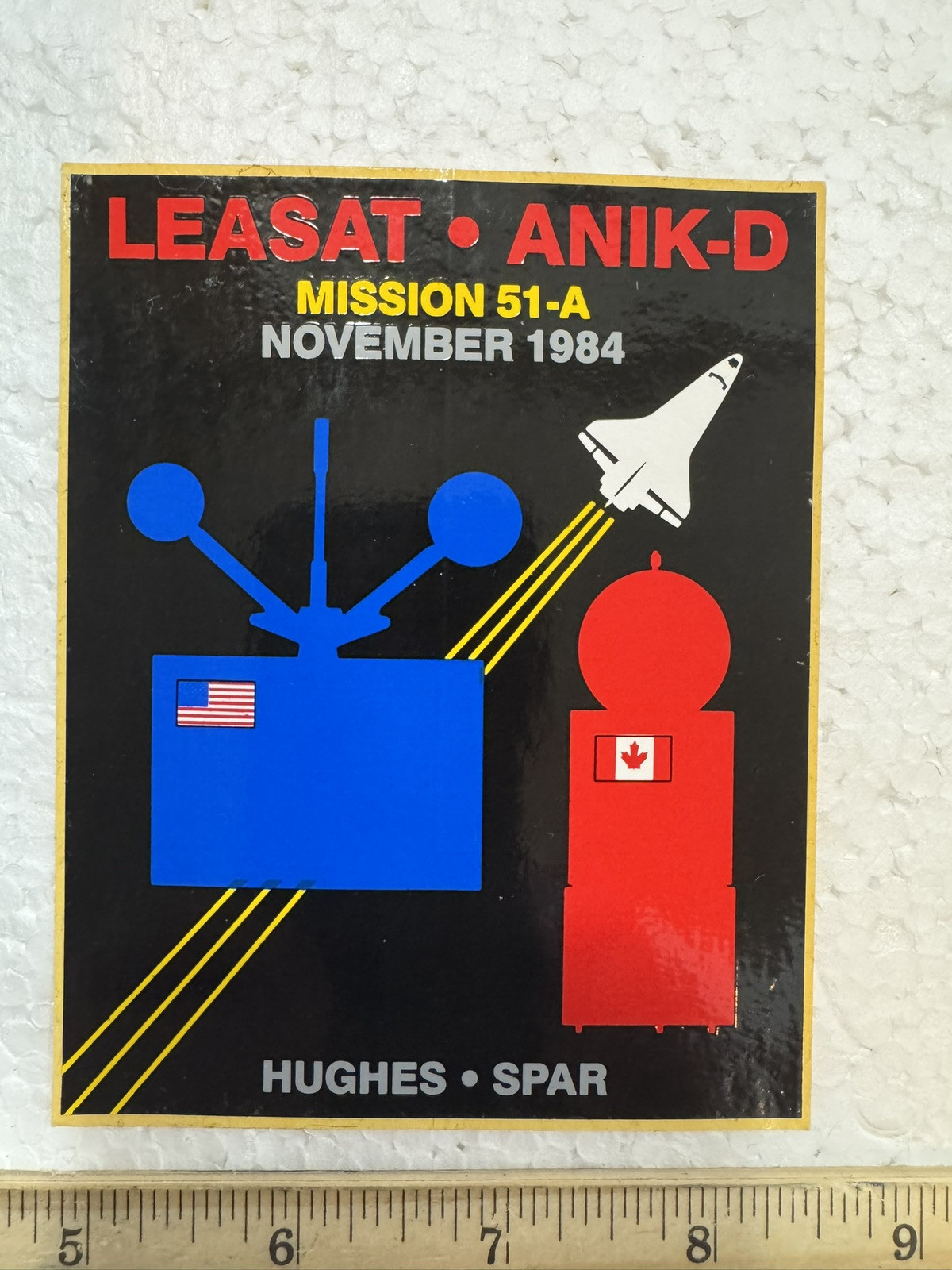 Vintage 1984 NASA Space Shuttle Hughes LEASAT SPAR Sticker Mission 51-A