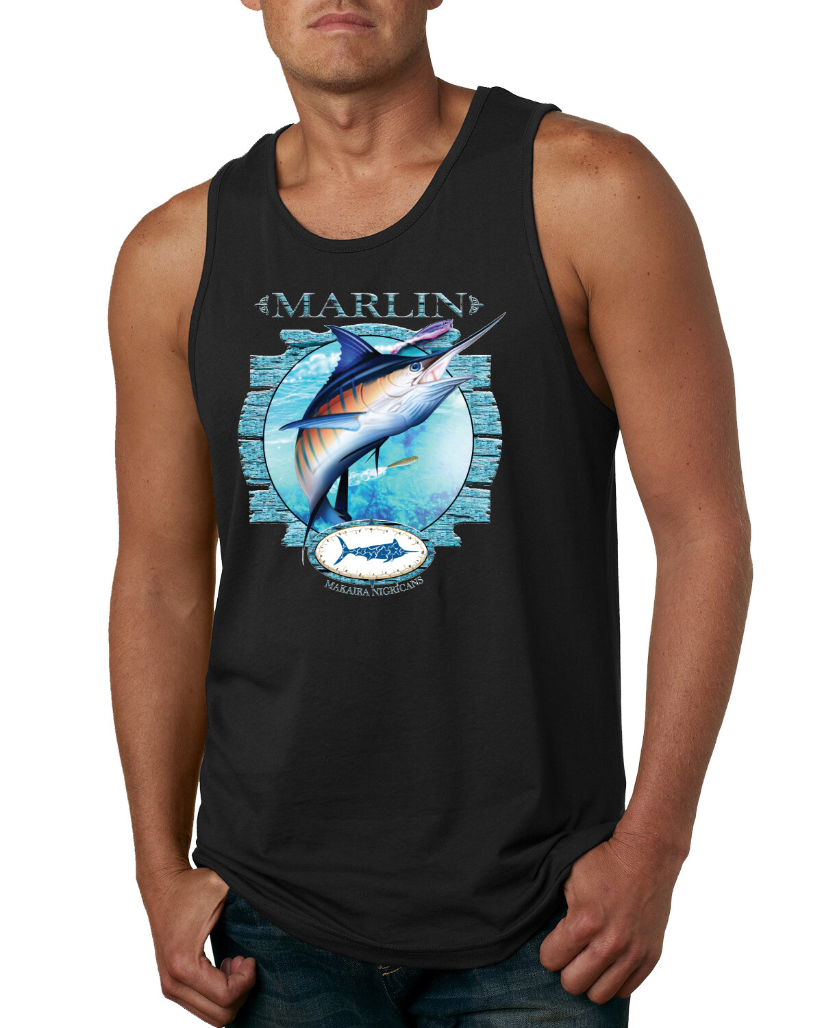 Blue Marlin Fish Fishing Men Graphic Tank Top
