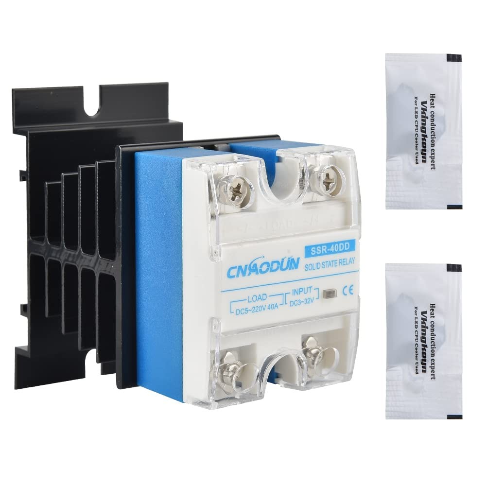 SSR-40DD 40A Solid State Relay with Heat Sink DC 3-32V to DC 5-220V