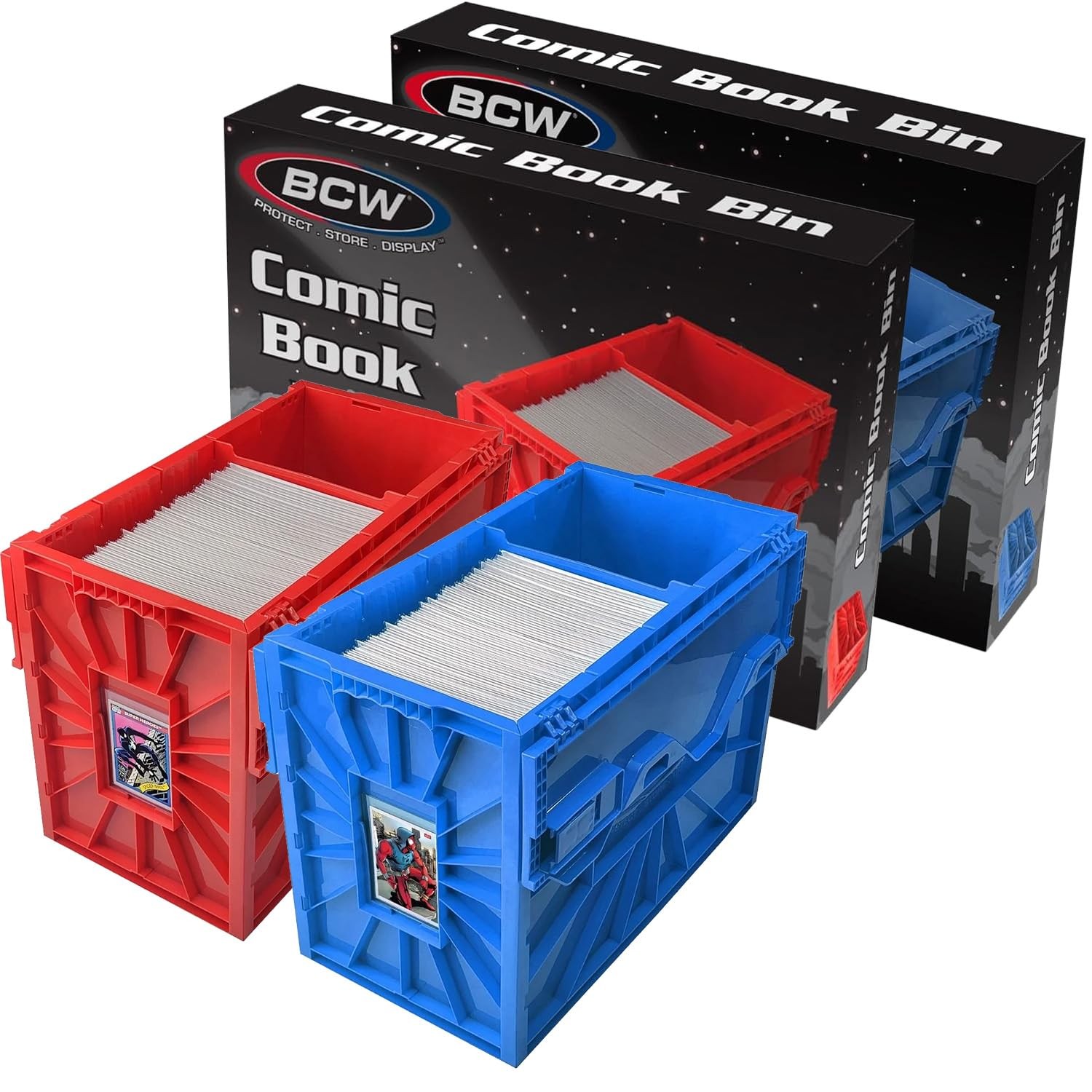 Bcw Red Short Comic Bin Set Comic Book Organization For Comics