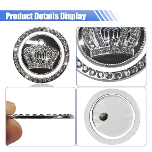 Craedli Bling Crown Car Engine Start Ring Sticker, Sparkly Rhinestone Key White