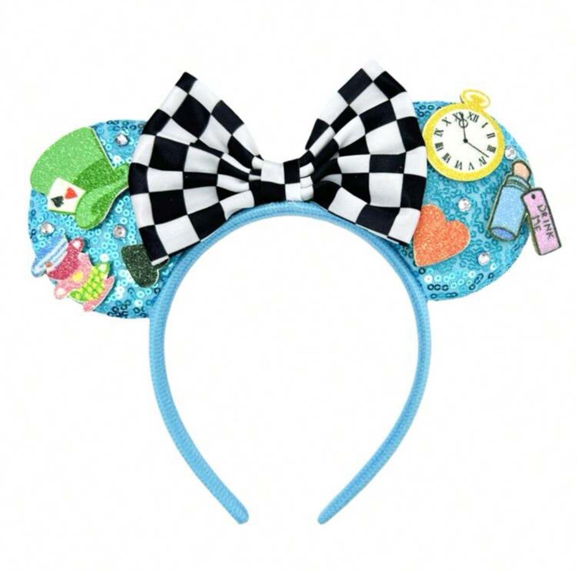 NEW Disney Inspired ALICE IN WONDERLAND Ears Mickey Ears Headband Mad Hatter