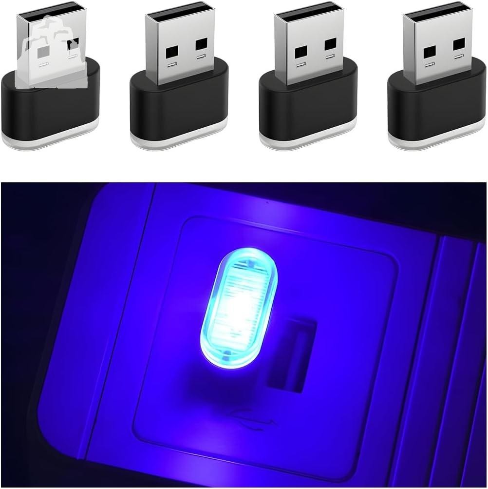 4PCS USB LED Car Interior Atmosphere Lamp, Portable Mini Vehicle Night Light